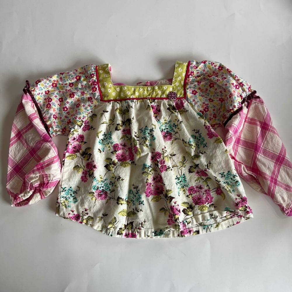 Matilda Jane Floral Top Girls Long Sleeve Square Neck Patchwork Size‎ 4